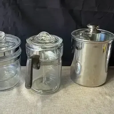 Vintage Kitchen Collection – Glass Canisters, Ice Bucket, West Bend Pengiun Hot/Cold Server