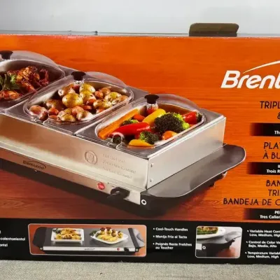 Brentwood Triple Buffet Server And Warming Tray (NIB)