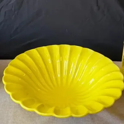 Yellow Deartis Made In Portugal Dish, Flower Pots, And Lanterns 