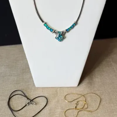 Sterling Silver Geometric Blue Topaz Necklace, Monet Chain, And More 