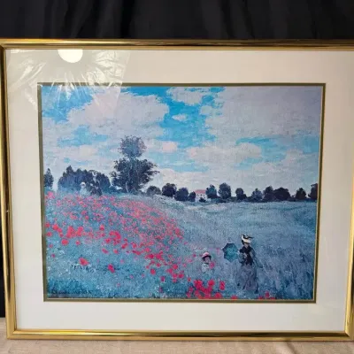 Framed Vintage Art Reproduction Print of Les Coquelicots (Poppies, near Argenteuil) by Claude Monet 