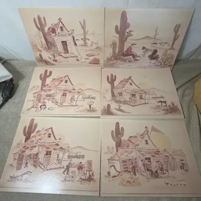 Set of 6 Vintage Riekes Container Southwestern Advertising Art Panels – Gathacroft