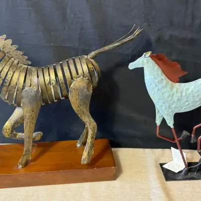 Decorative Metal Horse Sculptures (2)