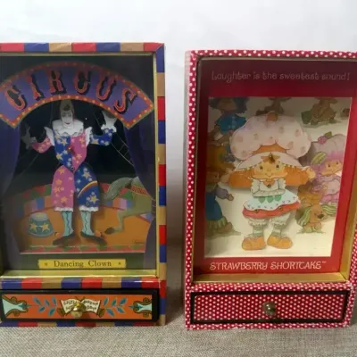 Vintage Strawberry Shortcake & Dancing Clown Animated Music Boxes – Working