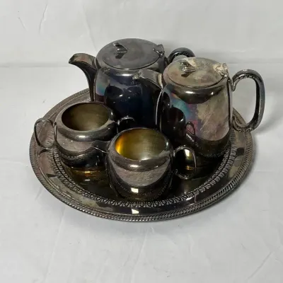 Silver Plate On Copper Tea Set