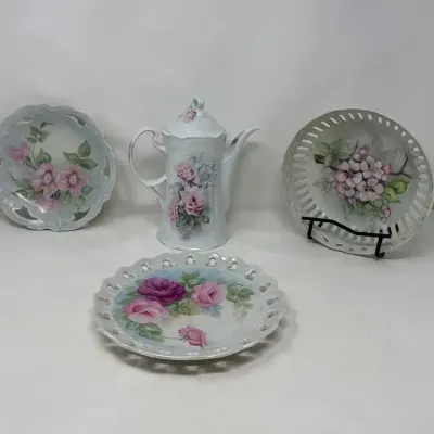 Porcelain Tea Pot And Plates