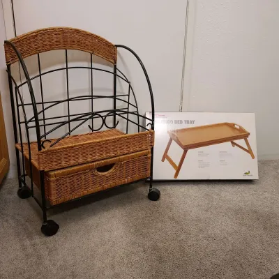 Rolling Cart and Bamboo Bed Tray