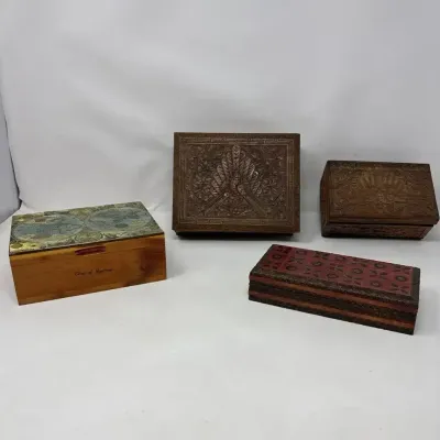 Carved Wooden Trinket Boxes And More