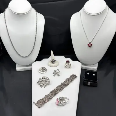 925 Sterling Ring And Silver Tone Costume Jewelry