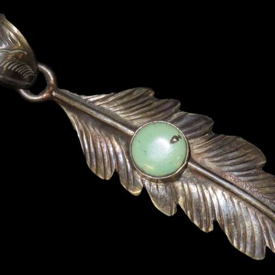 2 7/8" Native American Pendant with Turquoise Stone