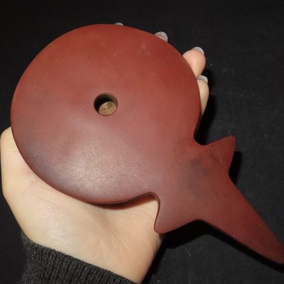 6 1/2" x 3 15/16" Rare Large Historical Disk Pipe, Motley & Leithoff COA, Obtained from a Kansas Museum in the Late 1970s...