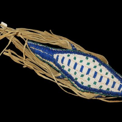 9" Antique Native American Beaded Lizard-Style Fetish, Likely Plains Culture, Possibly Lakota or Sioux