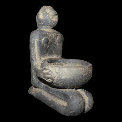 3" x 3 3/4" Pre-Columbian Human Offering Pipe, Southern Mexico