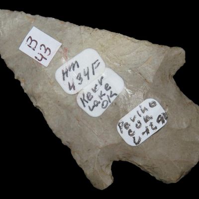 2 3/4" x 1/2" Barry Point, Perino COA, Found on Kerr Lake, Oklahoma, Ex. Billy McLemore / Vern Hamilton Collection