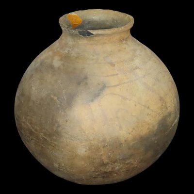 13 1/4" Tall x 11 1/2" Wide Southwestern Pot, Faint Black Paint Still Visible