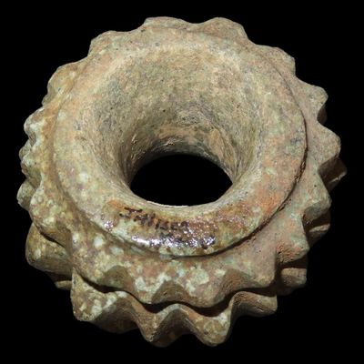 2 7/8" Pre-Columbian Mace Head, Speckled Green Hardstone, Jalisco, Mexico, Great Condition