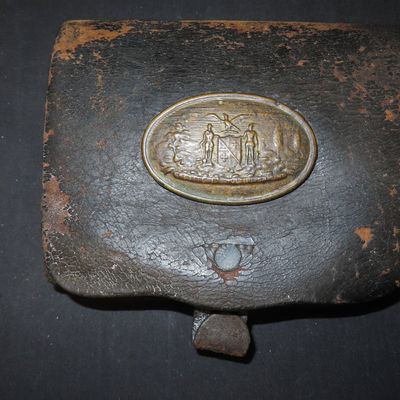 Rare Civil War Confederate Cartridge Box with Maryland State Seal Plate, Reportedly Associated with Maryland Soldiers Who Fought for the...
