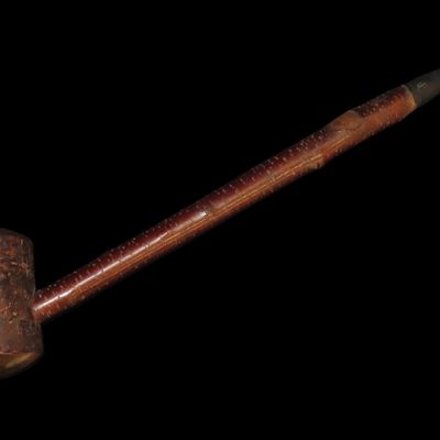 14 1/4" Civil War Era Wooden Pipe and Stem, Great Condition