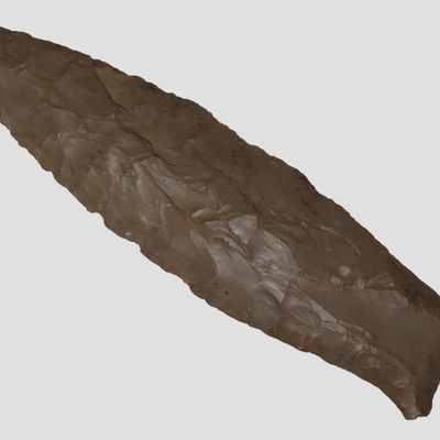 5 9/16" x 1 3/8" Cumberland, Motley & Leithoff COA, Tan Fort Payne Chert, Lee Co., Mississippi, Ex. Mitch Lewis