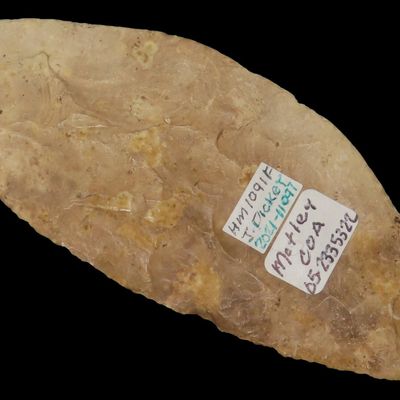 4 13/16" x 1 15/16" Early Ovoid Knife, Motley COA, Pike Co., Illinois