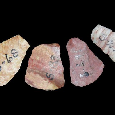 Lot of Thumb Scrapers, J.J. Currie Ranch, Randall Co., Texas, Palo Duro Canyon, Thomas Draw at Big Falls Sites