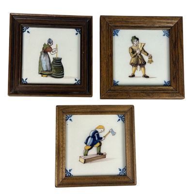 Makkum Tichelaar Polychrome Tin Glazed Earthenware Tiles