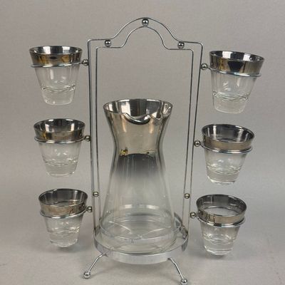 Silver Fade Glass Pitcher & Caddy Set