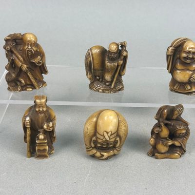 Japanese Carved Group of Netsuke