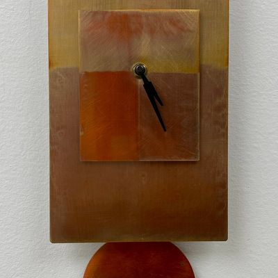 Leonie Lacouette Patinated Copper & Brass Pendulum Clock