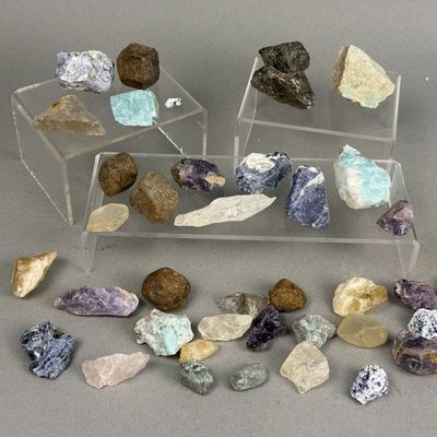 Raw Mineral & Gemstone Collection with Acrylic Risers