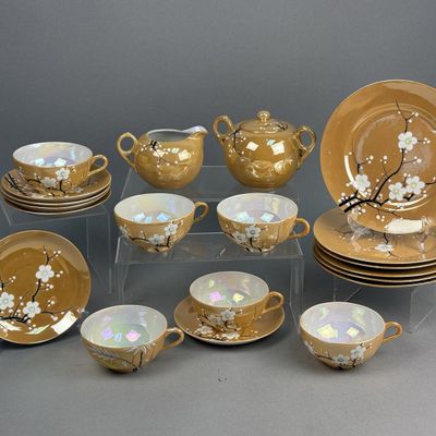 RS Japan Porcelain Lusterware Tea & Snack Set