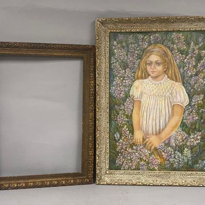 J. Gayas-Jungwirth Oil Portrait Young Girl in Lilacs