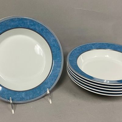 Dansk Gridworks Blue Porcelain Soup Bowls