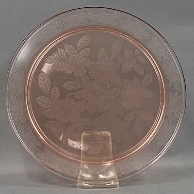 Pink Dogwood Pressed Glass Chop Plate