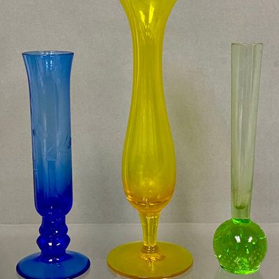3 Blown Glass Bud Vases