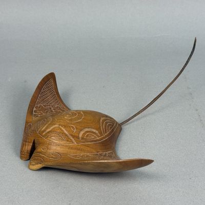 Marquesan Style Carved Wood Manta Ray
