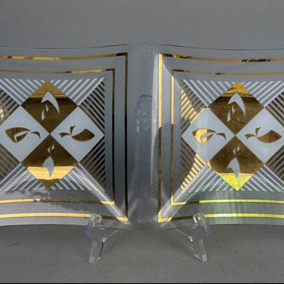 Mid-Century Gilt Glass Divided Tray
