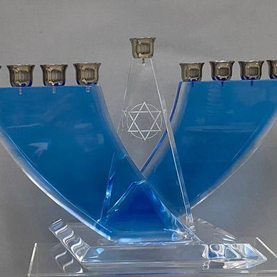 Henri Acrylic & Silver-Plated Geometric Menorah