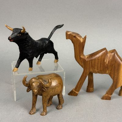 Wooden Hand-Carved Animal Figurines