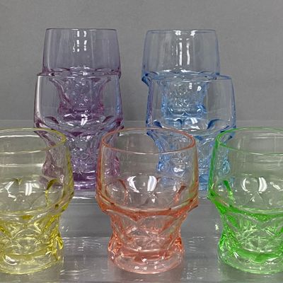 Seven-Piece Grouping of Faceted Depression Glass Tumblers