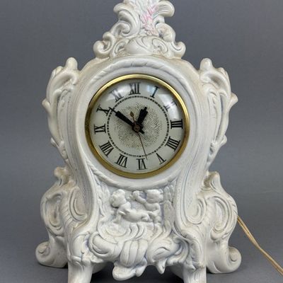 Lanshire Porcelain Cherub Mantel Clock