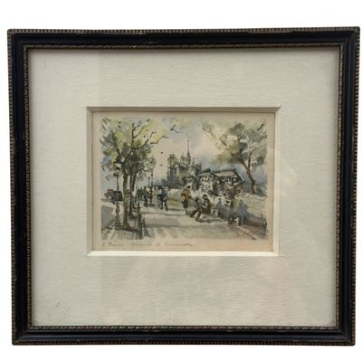 Herbelot Paris Quai de la Tournelle Watercolor
