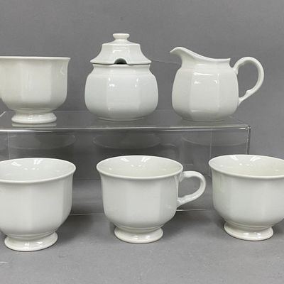 Mikasa Continental White Porcelain Creamer Sugar & Cups