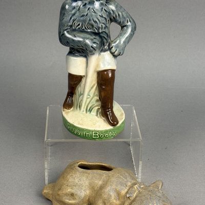 Niloak Mission Ware Bulldog & Puss In Boots Figurine