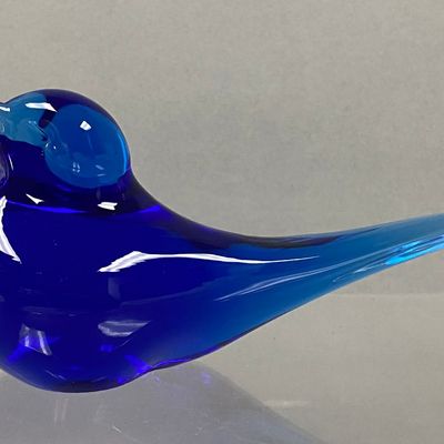 Cobalt Art Glass Bird Figurine