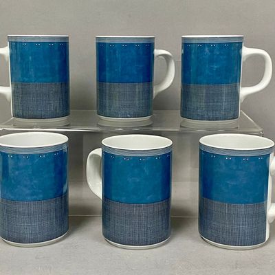 Dansk Gridworks Blue Stoneware Mugs