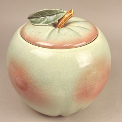 Celadon & Peach Glazed Ceramic Fruit Jar