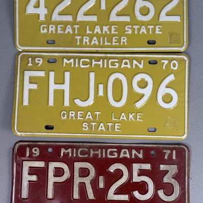 3 Michigan License Plates 1970-1971