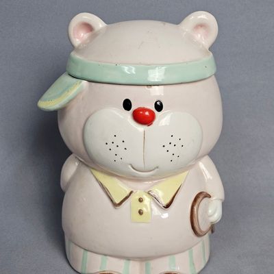 Ceramic Tennis Bear Cookie Jar