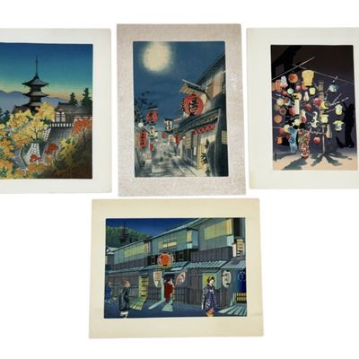 Set of 4 Eiichi Kotozuka Shin-Hanga Woodblock Prints